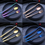 Max Stainless Steel Portable Tableware Chopsticks Fork Spoon Set Silver