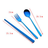 Max Stainless Steel Portable Tableware Chopsticks Fork Spoon Set Black