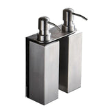 Stainless Steel Wall Mounted Sink Soap Dispenser Bottle Bathroom 2 pieces