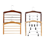Max 4 Tier Wooden Pants Hanger Closet Storage Organizer Light Brown