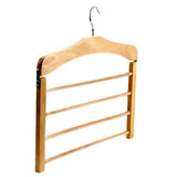 Max 4 Tier Wooden Pants Hanger Closet Storage Organizer Light Brown