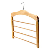 Max 4 Tier Wooden Pants Hanger Closet Storage Organizer Light Brown
