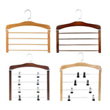 Max 4 Tier Wooden Pants Hanger Closet Storage Organizer Light Brown