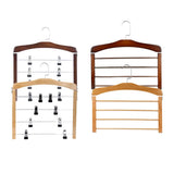 Max 4 Tier Wooden Pants Hanger Closet Storage Organizer Light Brown