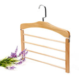 Max 4 Tier Wooden Pants Hanger Closet Storage Organizer Light Brown