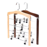 Max 4 Tier Wooden Pants Hanger Closet Storage Organizer Light Brown