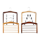 Max 4 Tier Wooden Pants Hanger Closet Storage Organizer Light Brown