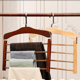 Max 4 Tier Wooden Pants Hanger Closet Storage Organizer Light Brown
