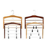 Max 4 Tier Wooden Pants Hanger Closet Storage Organizer Light Brown