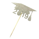 Max 10pcs Cake Toppers Paper 2019 Doctorial Hat Cake Picks for Party Birthday Silver