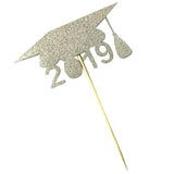 Max 10pcs Cake Toppers Paper 2019 Doctorial Hat Cake Picks for Party Birthday Silver