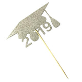 Max 10pcs Cake Toppers Paper 2019 Doctorial Hat Cake Picks for Party Birthday Silver