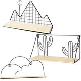 Max Metal & Wooden Wall Grid Hanging Shelf Home Furnishing Storage Rack Cactus