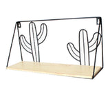 Max Metal & Wooden Wall Grid Hanging Shelf Home Furnishing Storage Rack Cactus