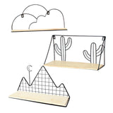Max Metal & Wooden Wall Grid Hanging Shelf Home Furnishing Storage Rack Cactus