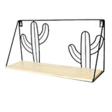 Max Metal & Wooden Wall Grid Hanging Shelf Home Furnishing Storage Rack Cactus