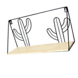 Max Metal & Wooden Wall Grid Hanging Shelf Home Furnishing Storage Rack Cactus
