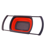 Max Collapsible Colander Over Sink, Kitchen Retractable Strainer Basket Red