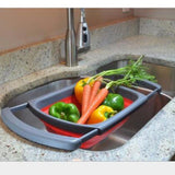 Max Collapsible Colander Over Sink, Kitchen Retractable Strainer Basket Red