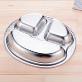 Max Stainless Steel Divided Kids Plate ,Dinner Snack Food Separated Container
