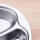 Max Stainless Steel Divided Kids Plate ,Dinner Snack Food Separated Container