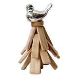 Maxbell European Pastoral Style Bird Ornament Wooden Dispaly Stand Silver Color - Aladdin Shoppers