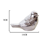 Max Ceramic Bird Shaped Ornament Statue Figurine Photo Props Home Decor Silver L