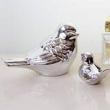Max Ceramic Bird Shaped Ornament Statue Figurine Photo Props Home Decor Silver L