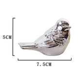 Max Ceramic Bird Shaped Ornament Statue Figurine Photo Props Home Decor Silver S