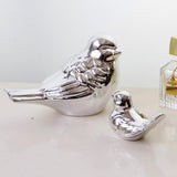 Max Ceramic Bird Shaped Ornament Statue Figurine Photo Props Home Decor Silver S
