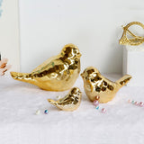 Max Golden Ceramic Birds Shaped Animal Figurines Craft Desktop Ornaments Size_L