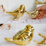 Max Golden Ceramic Birds Shaped Animal Figurines Craft Desktop Ornaments Size_L