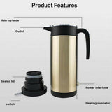 Max Portable Car Electric Kettle Outdoor Travel Water Kettle Light Golden 12V