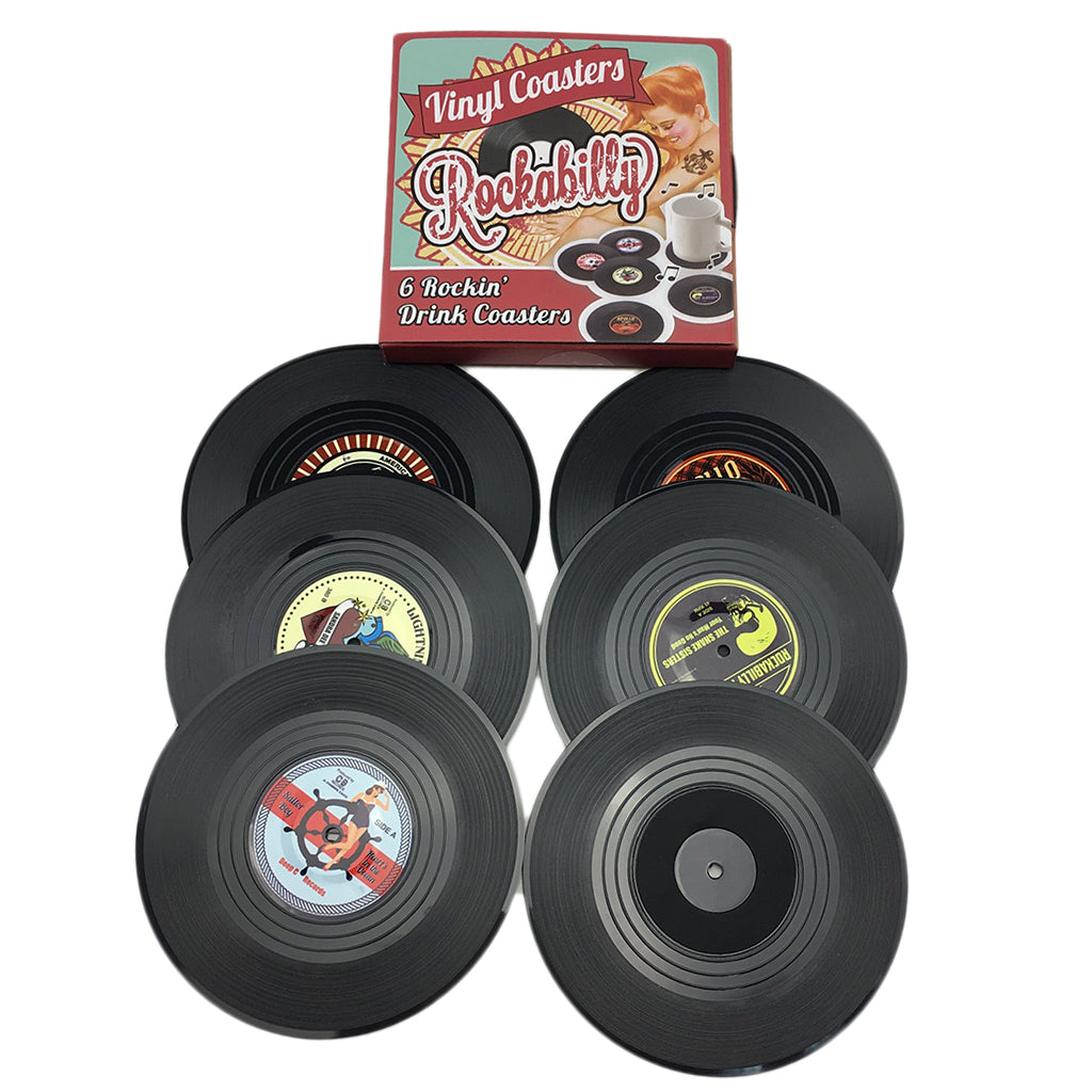 Maxbell  Creative 6pcs Cup Mat Pad Record Anti-skid Coasters Placemat Dia10.5cm Black