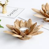 Max Handmade Wooden Tea Light Lotus Shape Candle Holder