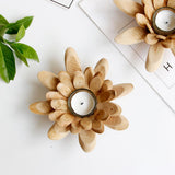 Max Handmade Wooden Tea Light Lotus Shape Candle Holder