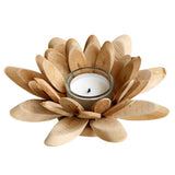 Max Handmade Wooden Tea Light Lotus Shape Candle Holder