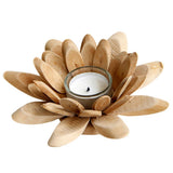 Max Handmade Wooden Tea Light Lotus Shape Candle Holder