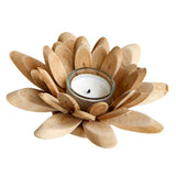 Max Handmade Wooden Tea Light Lotus Shape Candle Holder