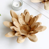Max Handmade Wooden Tea Light Lotus Shape Candle Holder
