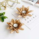 Max Handmade Wooden Tea Light Lotus Shape Candle Holder