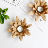 Max Handmade Wooden Tea Light Lotus Shape Candle Holder
