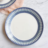 Max Blue Border Round Ceramic 9" Dinner Plates Serving Plates for Pasta Salad