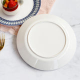 Max Blue Border Round Ceramic 9" Dinner Plates Serving Plates for Pasta Salad