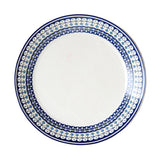 Max Blue Border Round Ceramic 9" Dinner Plates Serving Plates for Pasta Salad