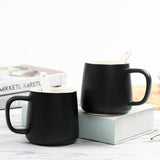 Max Ceramic Water Coffee Cup with Spoon Gifts for Lovers Water Coffee Cup Black