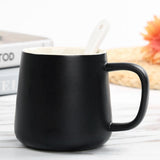 Max Ceramic Water Coffee Cup with Spoon Gifts for Lovers Water Coffee Cup Black
