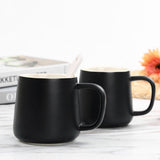 Max Ceramic Water Coffee Cup with Spoon Gifts for Lovers Water Coffee Cup Black