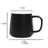 Max Ceramic Water Coffee Cup with Spoon Gifts for Lovers Water Coffee Cup Black