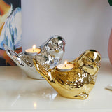 Max Cute Birds Shaped Animals Figurines Sculpture for Home Decor Gifts Golden L